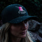 Angling Hat Black, Pink Logo