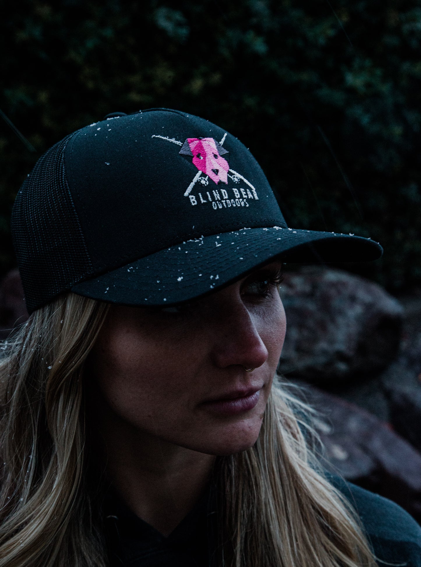 Angling Hat Black, Pink Logo